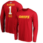 Kansas City Chiefs #1 Dad Long Sleeve Team Logo T-Shirt - Red - NFL