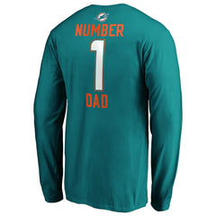 Miami Dolphins #1 Dad Long Sleeve Team Logo T-Shirt - Aqua - NFL