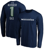 Seattle Seahawks #1 Dad Long Sleeve Team Logo T-Shirt - College Navy - NFL