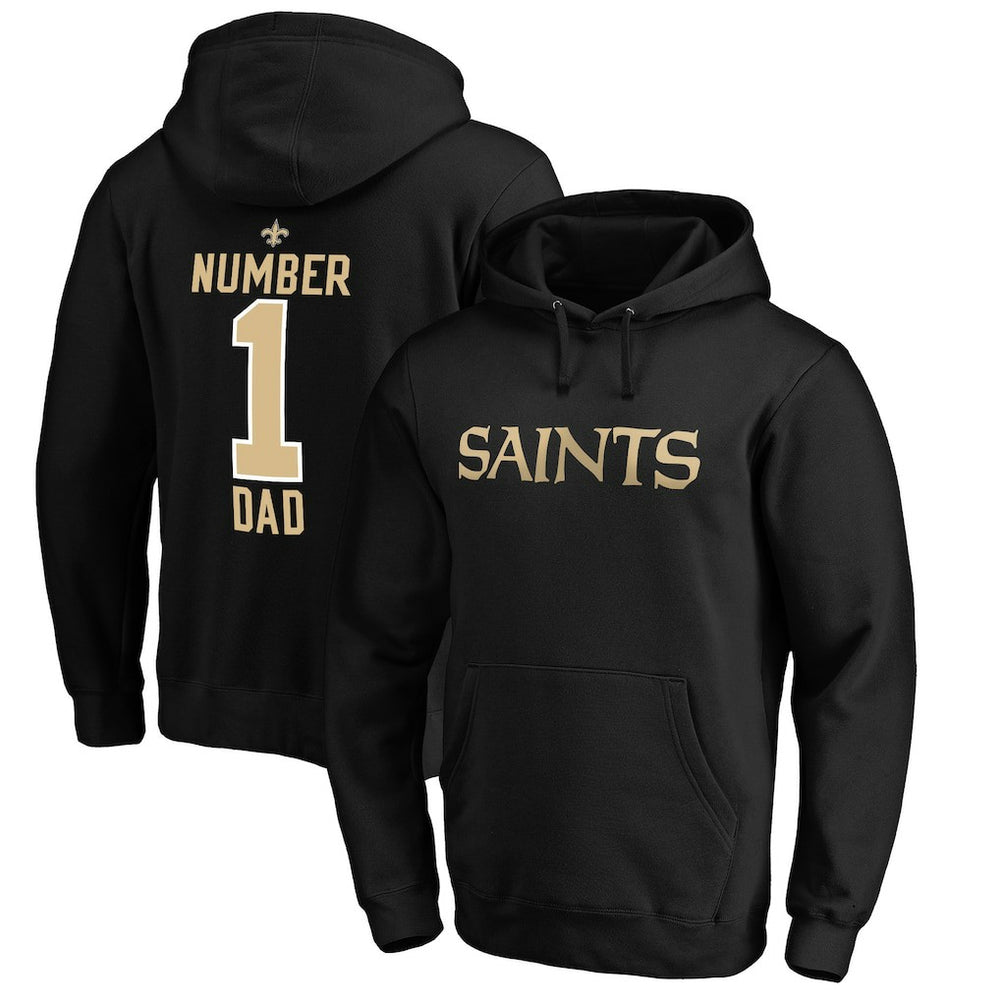 New Orleans Saints #1 Dad Pullover Hoodie - Black - NFL