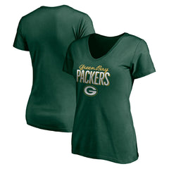 Green Bay Packers Women's Nostalgia V-Neck T-Shirt - Green - Fanatics
