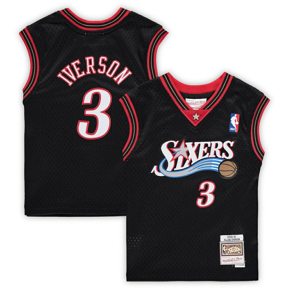 Mitchell & Ness Allen Iverson Philadelphia 76ers Preschool 2000-2001 Hardwood Classics Throwback Team Jersey Black