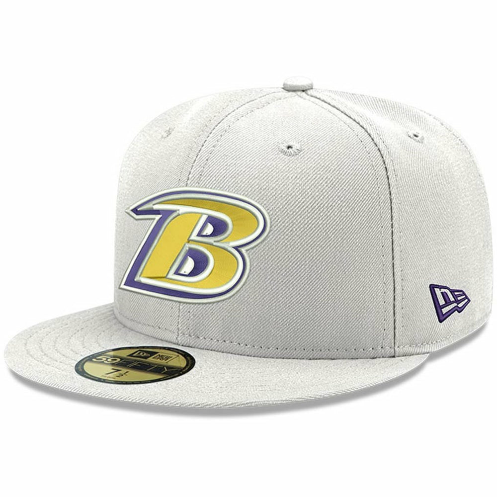 Baltimore Ravens New Era Omaha Lettermark 59FIFTY Fitted Hat - White - NFL