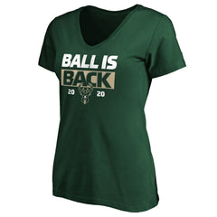 Milwaukee Bucks Women's Ball Is Back V-Neck T-Shirt Green