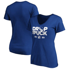 New York Rangers Women's Drop the Puck V-Neck T-Shirt - Royal | NHL on sale
