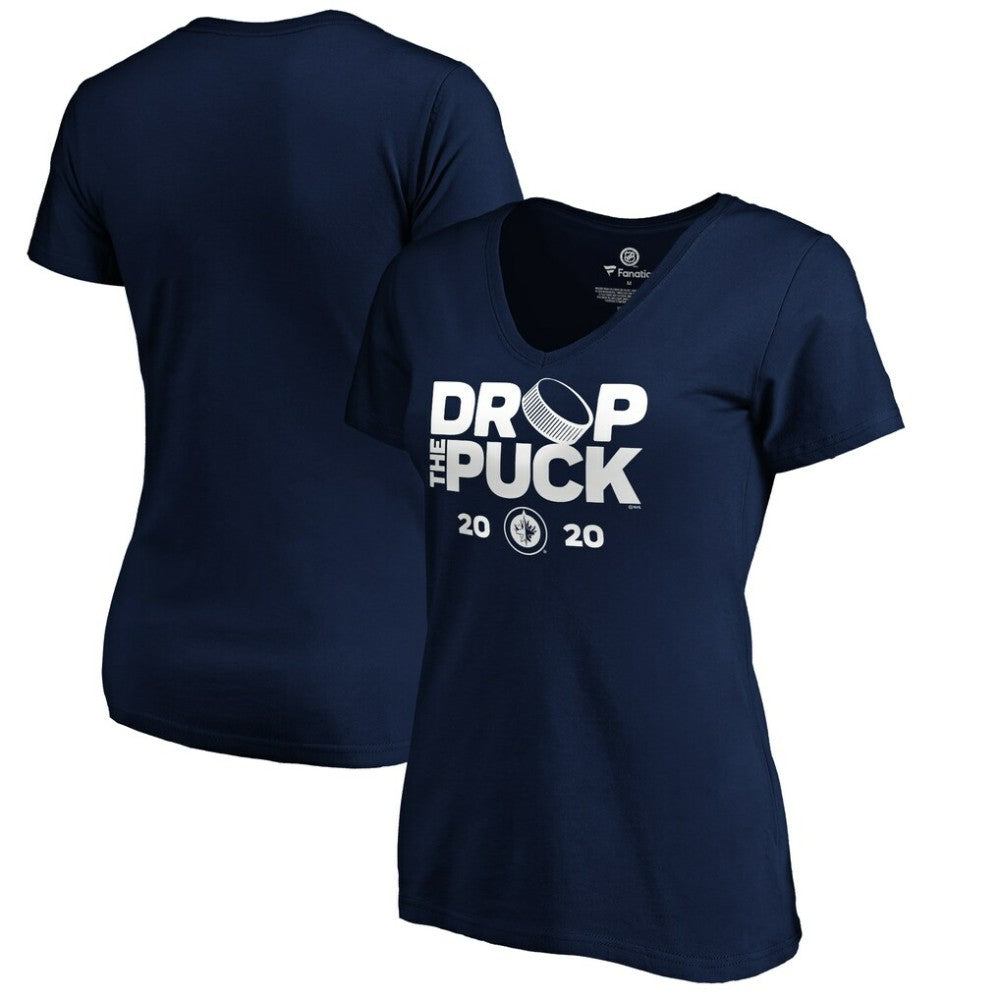 Winnipeg Jets Women's Drop the Puck V-Neck T-Shirt - Navy | NHL online