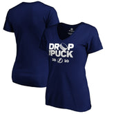 Tampa Bay Lightning Women's Drop the Puck V-Neck T-Shirt - Royal | NHL Lifestyle