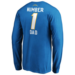 Los Angeles Chargers #1 Dad Long Sleeve Team Logo T-Shirt - Light Blue - NFL