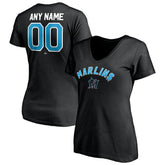 Miami Marlins Women's Personalized Winning Streak Name & Number V-Neck T-Shirt Discount