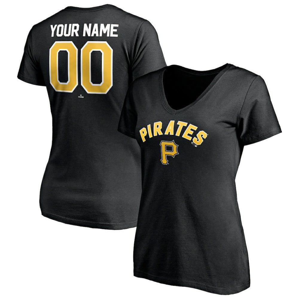 Pittsburgh Pirates Women's Personalized Winning Streak Name & Number V-Neck T-Shirt Outlet