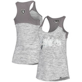 Las Vegas Raiders New Era Women's Space Dye Racerback Scoop Neck Tank Top - Silver/Black - NFL