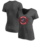 Columbus Blue Jackets Women's #WeSkateFor V-Neck T-Shirt - Heather Gray | NHL online