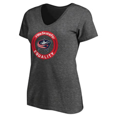 Columbus Blue Jackets Women's #WeSkateFor V-Neck T-Shirt - Heather Gray | NHL online