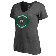 Dallas Stars Women's #WeSkateFor V-Neck T-Shirt - Heather Gray | NHL Clearance