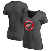 Detroit Red Wings Women's #WeSkateFor V-Neck T-Shirt - Heather Gray | NHL Lifestyle
