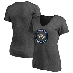 Nashville Predators Women's #WeSkateFor V-Neck T-Shirt - Heather Gray | NHL Lifestyle