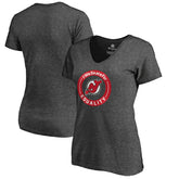New Jersey Devils Women's #WeSkateFor V-Neck T-Shirt - Heather Gray | NHL Clearance