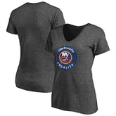 New York Islanders Women's #WeSkateFor V-Neck T-Shirt - Heather Gray | NHL on sale