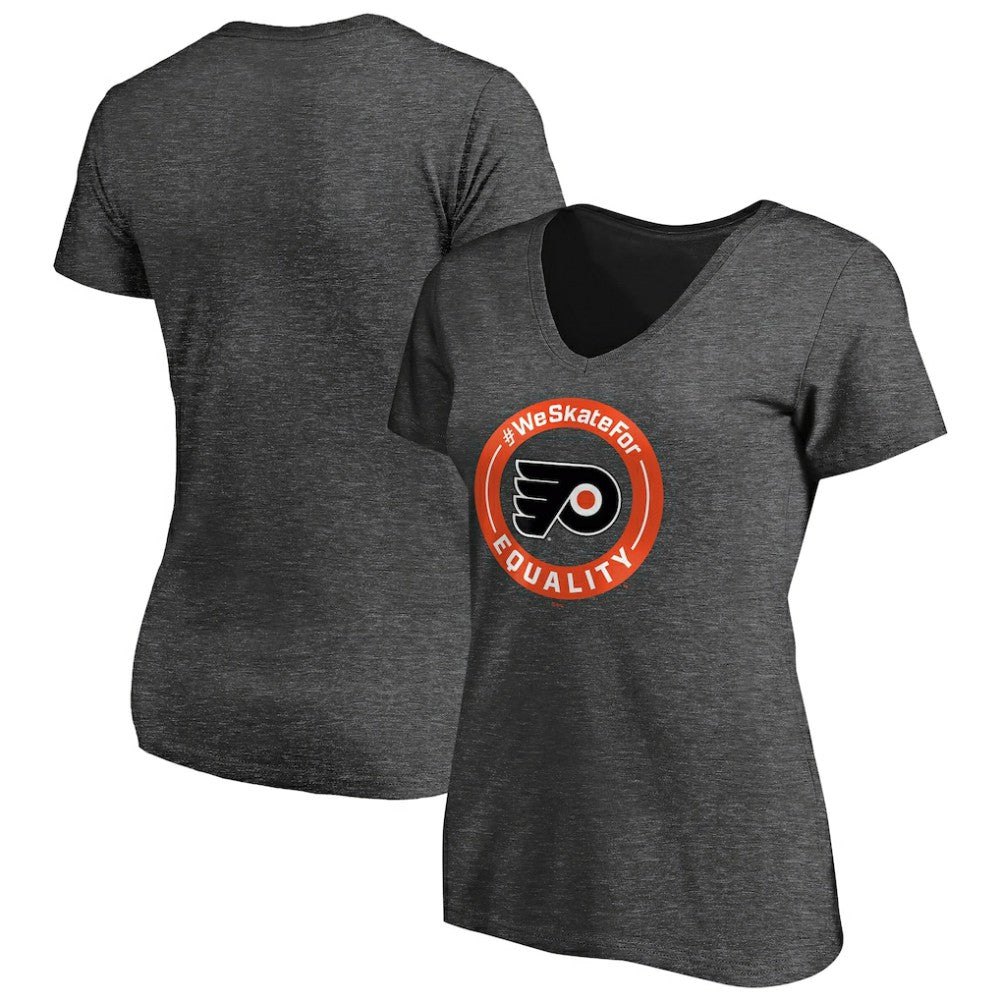 Philadelphia Flyers Women's #WeSkateFor V-Neck T-Shirt - Heather Gray | NHL on sale
