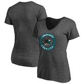 San Jose Sharks Women's #WeSkateFor V-Neck T-Shirt - Heather Gray | NHL Clearance