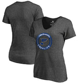 St. Louis Blues Women's #WeSkateFor V-Neck T-Shirt - Heather Gray | NHL Clearance