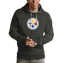 Pittsburgh Steelers Antigua Victory Pullover Hoodie - Charcoal - NFL