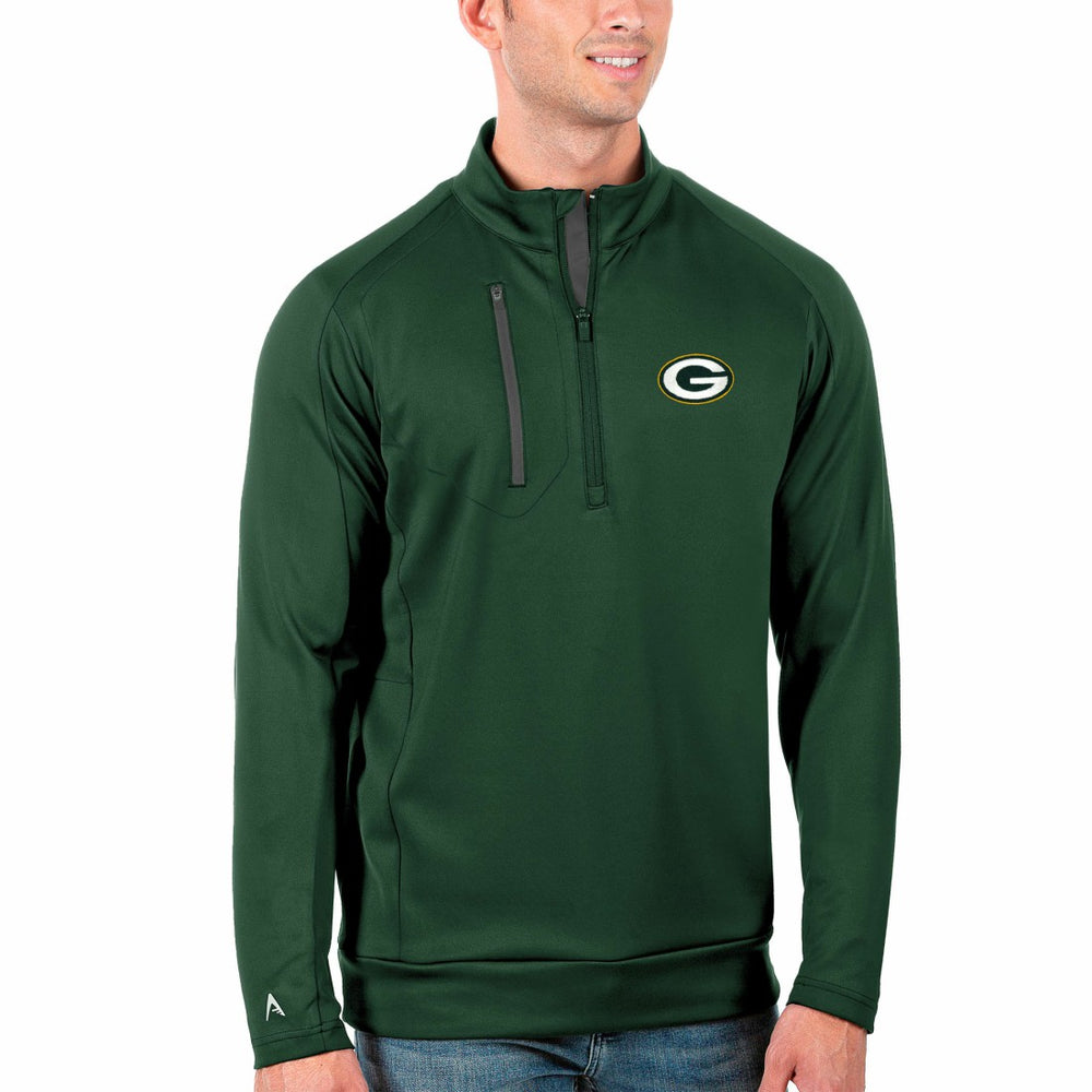 Green Bay Packers Antigua Generation Quarter-Zip Pullover Jacket - Green/Charcoal - NFL