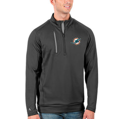 Miami Dolphins Antigua Generation Quarter-Zip Pullover Jacket - Charcoal/Silver - NFL