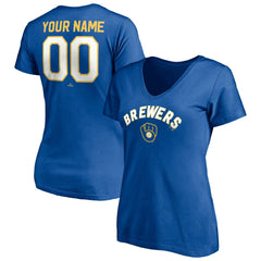 Milwaukee Brewers Women's Cooperstown Winning Streak Personalized Name & Number V-Neck T-Shirt for sale