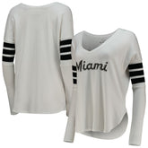 Miami Marlins Tiny Turnip Women's Jalynne Jersey Tri-Blend Long Sleeve V-Neck T-Shirt Outlet
