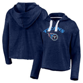 Tennessee Titans Women's Historic Logo Sport Resort Vintage Arc Cropped Raw Edge Pullover Hoodie - Heathered Navy - Fanatics