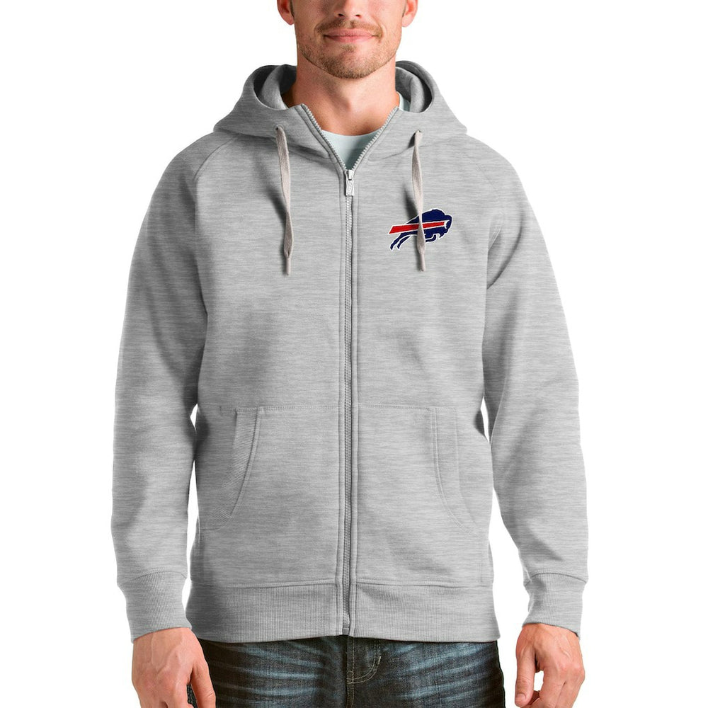 Buffalo Bills Antigua Victory Full-Zip Hoodie - Heather Gray - NFL