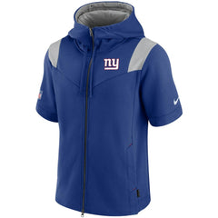 New York Giants Sideline Showout Short Sleeve Full-Zip Hoodie - Royal - Nike