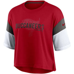 Tampa Bay Buccaneers Women's Nickname Tri-Blend Performance Crop Top - Red/White - Nike