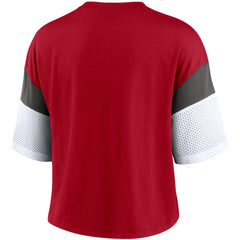 Tampa Bay Buccaneers Women's Nickname Tri-Blend Performance Crop Top - Red/White - Nike