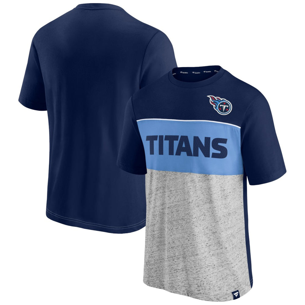 Tennessee Titans Colorblock T-Shirt - Navy/Heathered Gray - Fanatics