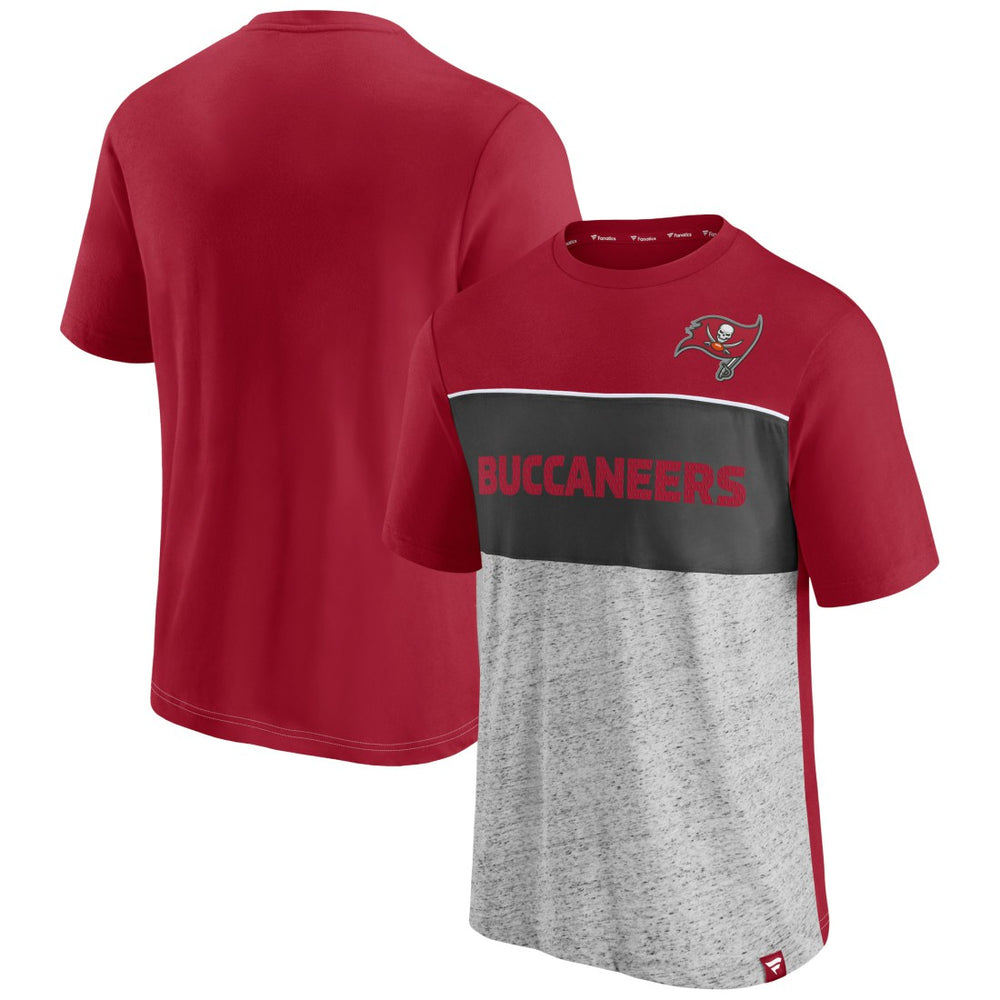 Tampa Bay Buccaneers Colorblock T-Shirt - Red/Heathered Gray - Fanatics