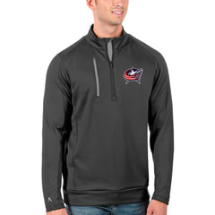 Columbus Blue Jackets Antigua Generation Quarter-Zip Pullover Jacket - Charcoal/Silver | NHL Clearance