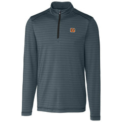 Cincinnati Bengals Cutter & Buck Holman Stripe Quarter-Zip Pullover Jacket - Heather Black - NFL