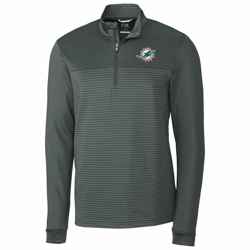 Miami Dolphins Cutter & Buck Traverse Stripe Quarter-Zip Pullover Jacket - Gray - NFL