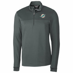 Miami Dolphins Cutter & Buck Traverse Stripe Quarter-Zip Pullover Jacket - Gray - NFL