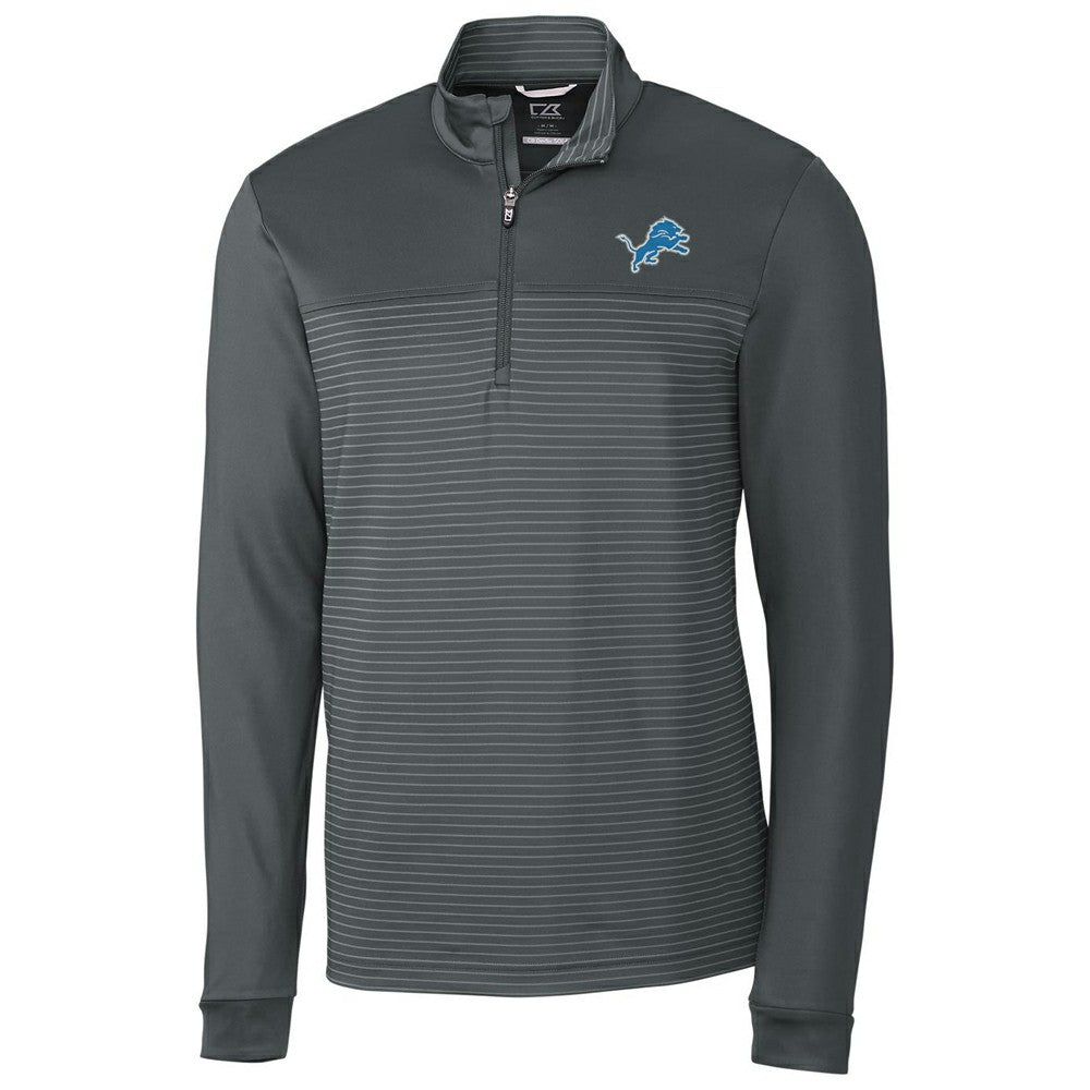 Detroit Lions Cutter & Buck Traverse Stripe Quarter-Zip Pullover Jacket - Gray - NFL