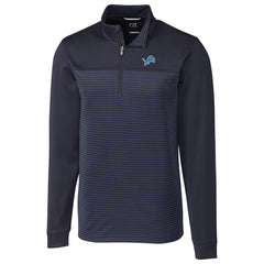 Detroit Lions Cutter & Buck Traverse Stripe Quarter-Zip Pullover Jacket - Navy - NFL