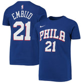 Nike Joel Embiid Philadelphia 76ers Youth Logo Name & Number Performance T-Shirt Royal