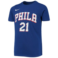 Nike Joel Embiid Philadelphia 76ers Youth Logo Name & Number Performance T-Shirt Royal