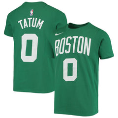 Nike Jayson Tatum Boston Celtics Youth Logo Name & Number Performance T-Shirt Kelly Green