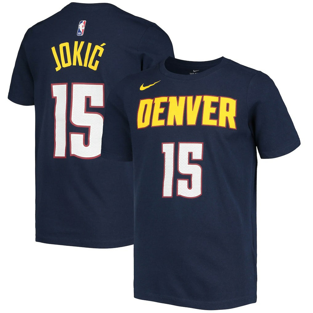 Nike Nikola Jokic Denver Nuggets Youth Logo Name & Number Performance T-Shirt Navy
