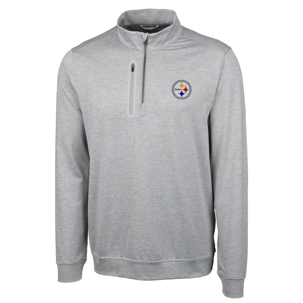 Pittsburgh Steelers Cutter & Buck Big & Tall Stealth Quarter-Zip Pullover Jacket - Heather Gray - NFL
