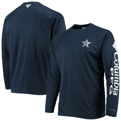 Dallas Cowboys Terminal Tackle Omni-Shade Raglan Long Sleeve T-Shirt - Navy - Columbia