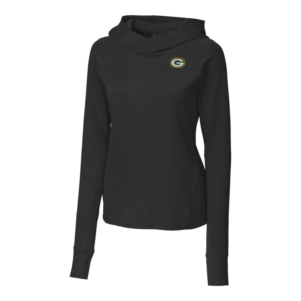 Green Bay Packers Cutter & Buck Women's Traverse Pullover Hoodie - Black - NFL